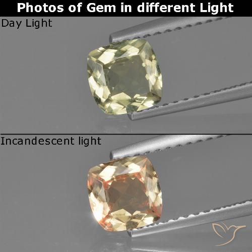 0.74ct 자연스러운 연노랑 색상 변화 디아스포어, 방석, VVS-VS