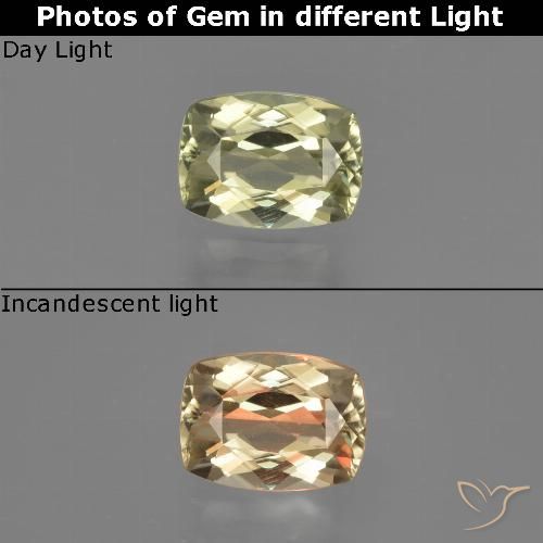 1.04ct 자연스러운 매우 밝은 노란색 색상 변화 디아스포어, 방석, VVS-VS