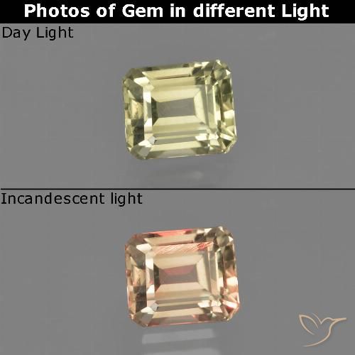 1.01ct 자연스러운 연노랑 색상 변화 디아스포어, 에메랄드 컷, VVS