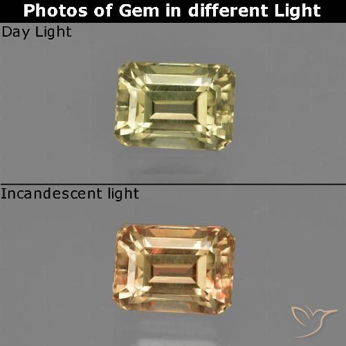 1.13ct 자연스러운 연노랑 색상 변화 디아스포어, 에메랄드 컷, VVS-VS