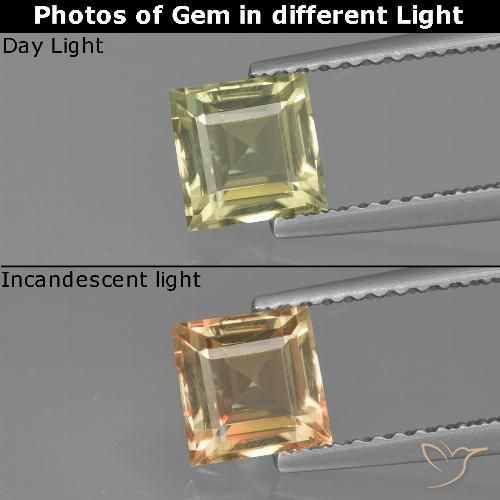 1.01ct 자연스러운 옅은 노랑 색상 변화 디아스포어, 정사각형, VVS-VS