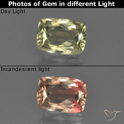 1.08ct 자연스러운 옅은 노랑 색상 변화 디아스포어, 방석, VS