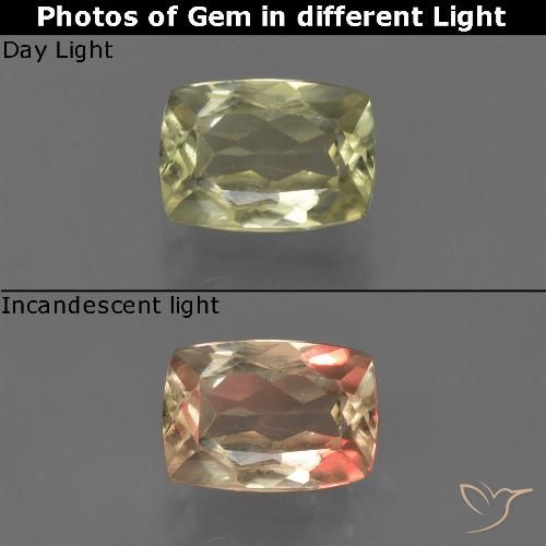 1.04ct 자연스러운 갈황색 색상 변화 디아스포어, 방석, VS