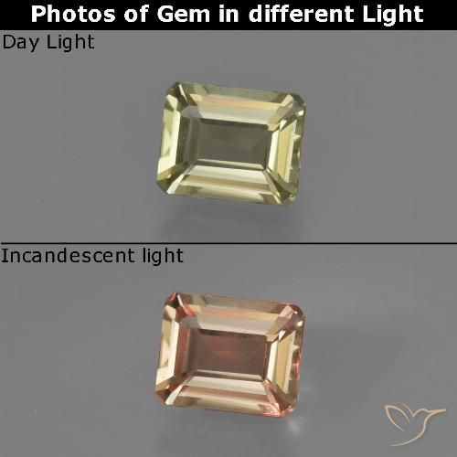0.65ct 자연스러운 연노랑 색상 변화 디아스포어, 에메랄드 컷, VS