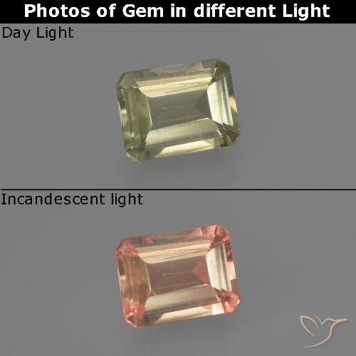 0.67ct 자연스러운 매우 밝은 노란색 색상 변화 디아스포어, 에메랄드 컷, VVS-VS