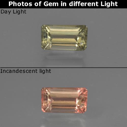 0.76캐럿 천연 갈색빛 옐로우 컬러체인지 디아스포어, 에메랄드 컷, 6.8×3.8 mm, VS