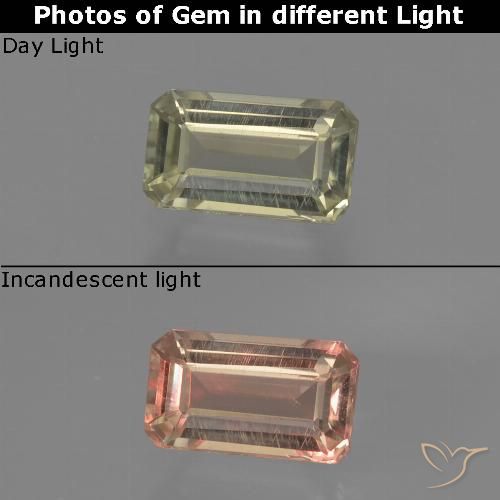 0.83ct 자연스러운 연노랑 색상 변화 디아스포어, 에메랄드 컷, VVS-VS