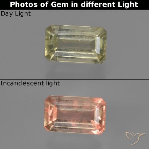 0.80ct 자연스러운 연노랑 색상 변화 디아스포어, 에메랄드 컷, VS
