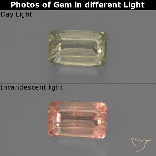 0.87ct 자연스러운 연노랑 색상 변화 디아스포어, 에메랄드 컷, SI