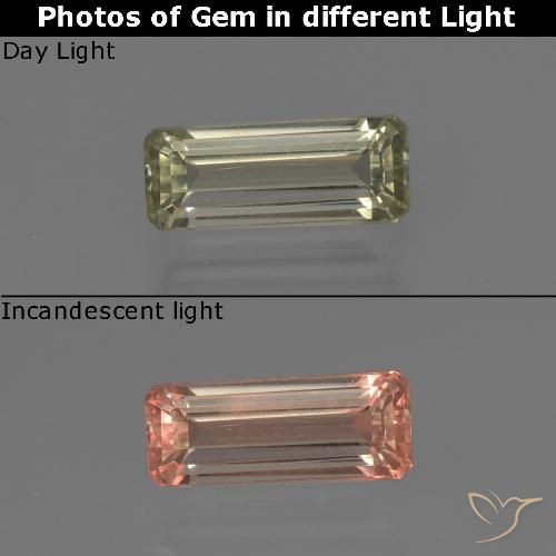 0.84ct 자연스러운 옅은 노랑 색상 변화 디아스포어, 에메랄드 컷, VS-SI