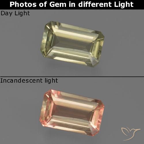 0.81ct 자연스러운 연노랑 색상 변화 디아스포어, 에메랄드 컷, VS