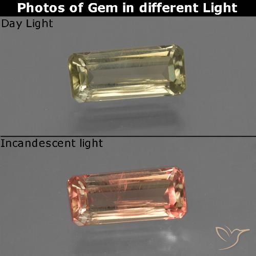 0.95ct 자연스러운 연노랑 색상 변화 디아스포어, 에메랄드 컷, VS-SI
