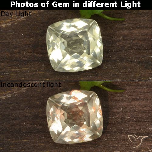 0.76ct 자연스러운 매우 밝은 노란색 색상 변화 디아스포어, 방석, VS