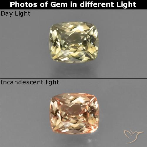 0.88ct 자연스러운 그윽한 노란색 색상 변화 디아스포어, 방석, VS
