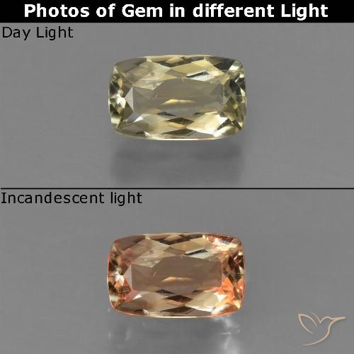0.82ct 자연스러운 미디엄 옐로우 색상 변화 디아스포어, 방석, VS