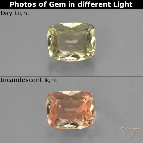 0.75ct 자연스러운 매우 밝은 노란색 색상 변화 디아스포어, 방석, VS