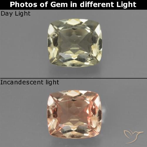 0.91ct 자연스러운 매우 밝은 황금색 색상 변화 디아스포어, 방석, VS