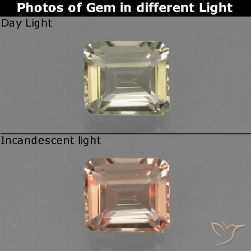 0.89ct 자연스러운 매우 밝은 노란색 색상 변화 디아스포어, 에메랄드 컷, VS