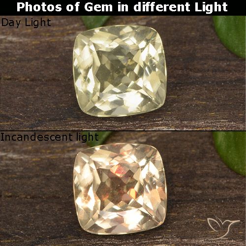 0.70ct 자연스러운 옅은 노랑 색상 변화 디아스포어, 방석, VS