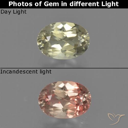 0.73ct 자연스러운 연노랑 색상 변화 디아스포어, 타원형, VS