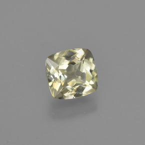 0.77캐럿 천연 매우 연한 옐로우 컬러체인지 디아스포어, 쿠션 컷, 5.6×5.4 mm, VVS-VS