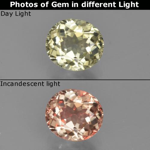 0.85캐럿 천연 매우 밝은 노란색 색상 변화 디아스포어, 타원형 컷, VS
