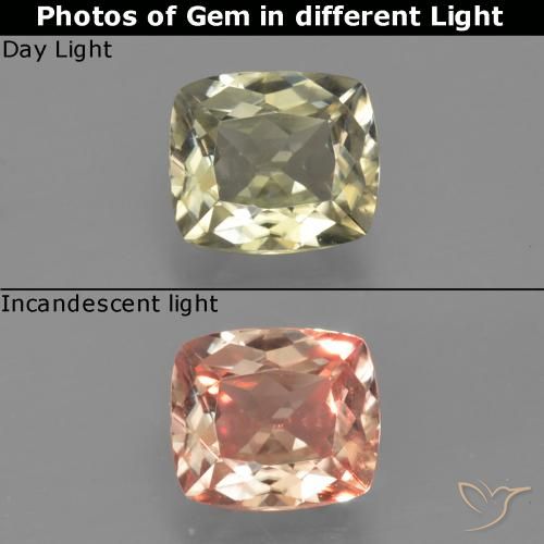 0.86ct 자연스러운 연노랑 색상 변화 디아스포어, 방석, VVS-VS