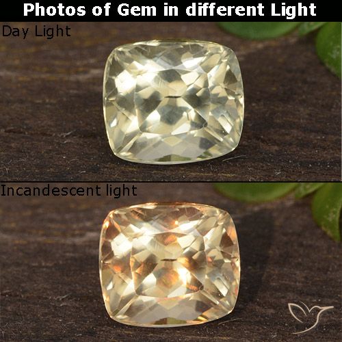 0.66ct 자연스러운 옅은 노랑 색상 변화 디아스포어, 방석, VVS-VS