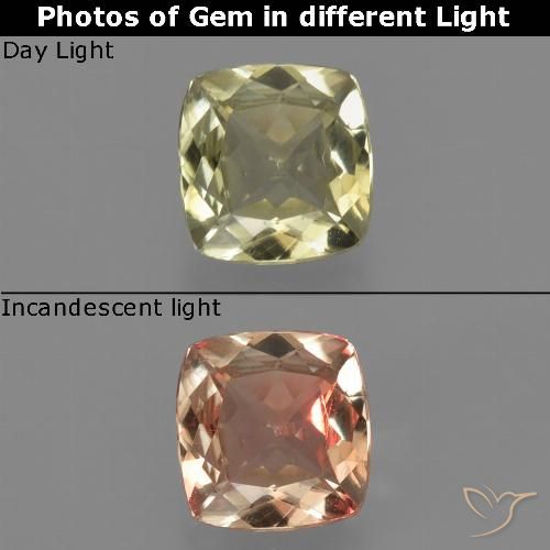 0.78ct 자연스러운 연노랑 색상 변화 디아스포어, 방석, VS