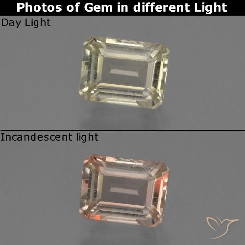 0.80ct 자연스러운 연노랑 색상 변화 디아스포어, 에메랄드 컷, VS