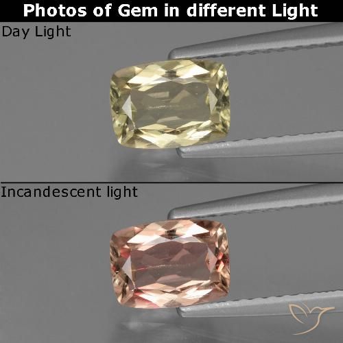 1.09ct 자연스러운 매우 밝은 노란색 색상 변화 디아스포어, 방석, VS-SI