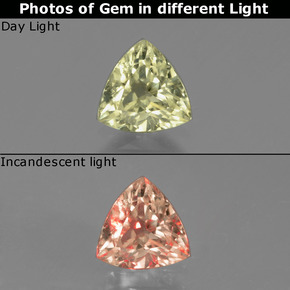 0.88캐럿 천연 그린/핑크 컬러체인지 디아스포어, 트릴리언, 6.5×6.3 mm, VS