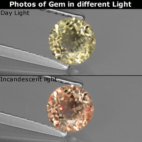 0.59캐럿 천연 그린/핑크 컬러체인지 디아스포어, 라운드 컷, 5.30 mm, VS-SI