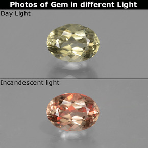 0.93캐럿 천연 그린/핑크 컬러체인지 디아스포어, 타원형 컷, 7.2×5.1 mm, VS