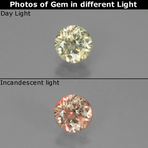 0.53캐럿 천연 그린/핑크 색상 변화 디아스포어, 라운드 컷, VS