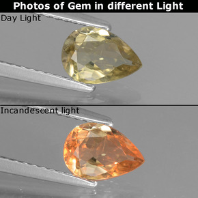 0.71캐럿 천연 그린/핑크 컬러체인지 디아스포어, 배 모양, 7.5×5.2 mm, VS