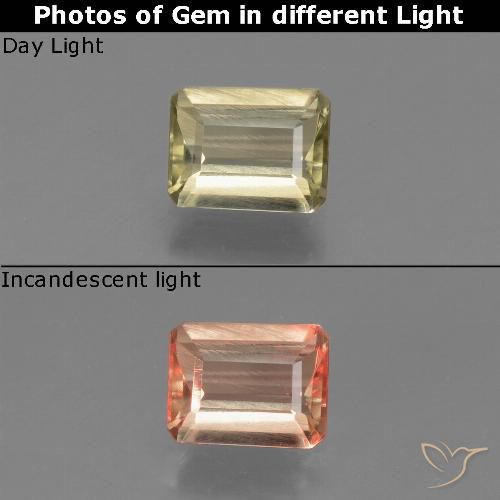 0.88ct 자연스러운 매우 밝은 노란색 색상 변화 디아스포어, 에메랄드 컷, VVS-VS