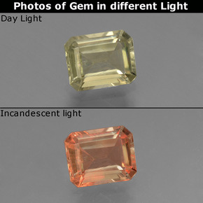 1.17캐럿 천연 그린/핑크 컬러체인지 디아스포어, 에메랄드 컷, 7×5.6 mm, VS