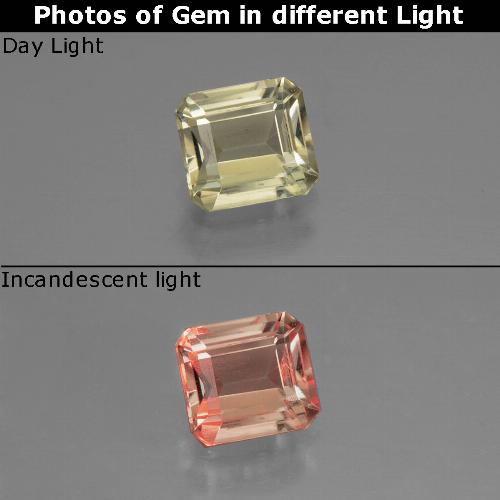 0.74캐럿 천연 라이트 골든 옐로우 컬러체인지 디아스포어, 에메랄드 컷, 5.4×5 mm, VVS-VS