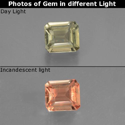 0.74캐럿 천연 옐로우 베이지 색상 변화 디아스포어, 에메랄드 컷, VVS-VS