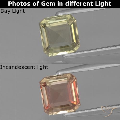 1.04ct 자연스러운 매우 옅은 노란색 색상 변화 디아스포어, 에메랄드 컷, VVS-VS