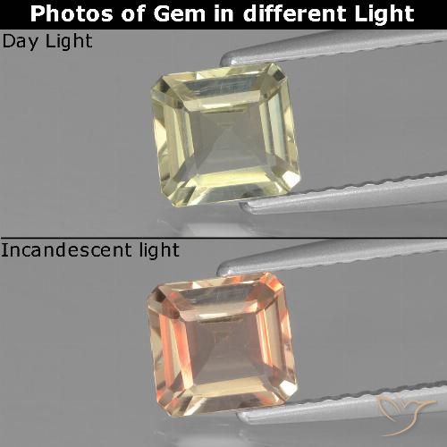 1.03ct 자연스러운 매우 밝은 노란색 색상 변화 디아스포어, 에메랄드 컷, VVS-VS