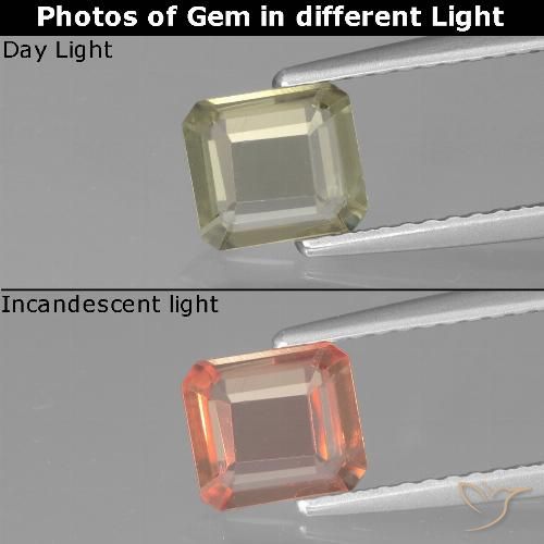 0.79ct 자연스러운 매우 밝은 노란색 색상 변화 디아스포어, 에메랄드 컷, VVS-VS