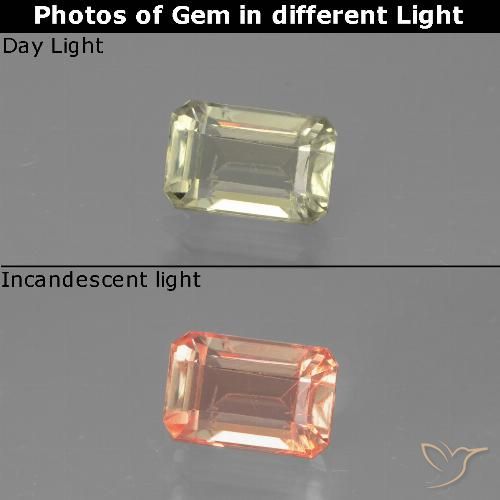 0.98ct 자연스러운 매우 옅은 노란색 색상 변화 디아스포어, 에메랄드 컷, VVS-VS