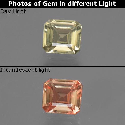 0.72캐럿 천연 매우 밝은 노란색 색상 변화 디아스포어, 에메랄드 컷, VVS-VS