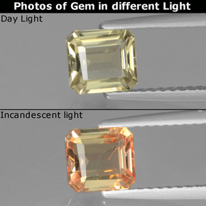 0.99캐럿 천연 그린/핑크 컬러체인지 디아스포어, 에메랄드 컷, 6×5.5 mm, VVS-VS
