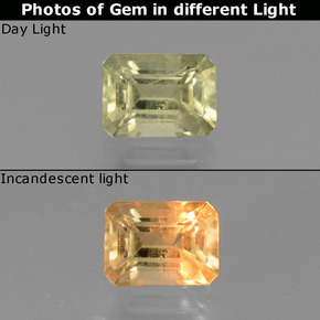 1.01캐럿 천연 그린/핑크 컬러체인지 디아스포어, 에메랄드 컷, 6.5×4.8 mm, VS