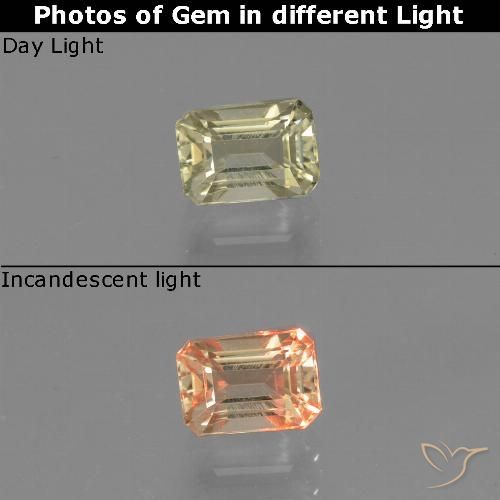 0.83ct 자연스러운 매우 옅은 노란색 색상 변화 디아스포어, 에메랄드 컷, VVS-VS