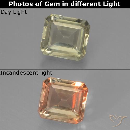 0.95ct 자연스러운 매우 옅은 노란색 색상 변화 디아스포어, 에메랄드 컷, VS