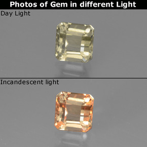 0.71캐럿 천연 그린에서 핑크 컬러체인지 디아스포어, 에메랄드 컷, 4.8×4.6 mm, VS